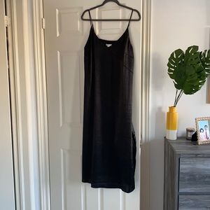 Black Satin Dress w/ Slit